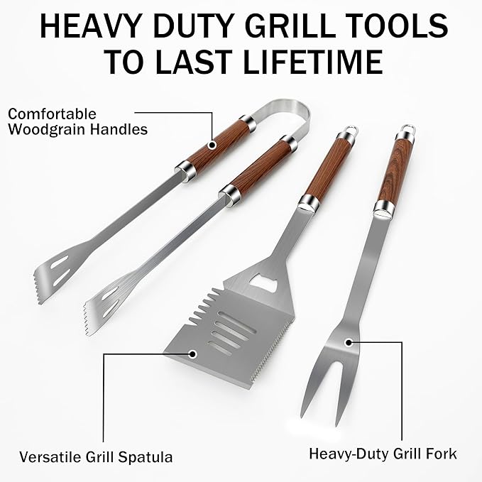 MUJUZE Grilling Accessories,BBQ Accessories Set,19pcs Grill Set for Outdoor Grill,Grilling Gifts for Men Dad Fathers Day,Stainless Steel BBQ Grill Tools for Outdoor,Camping,Backyard