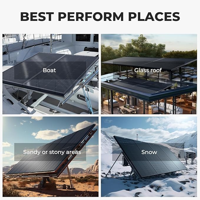 BougeRV Bifacial 400 Watts 10BB Solar Panel, 23% Efficiency All Black Design Monocrystalline Technology Work with 12 Volts Charger for RV Camping Home Boat Marine Off-Grid (BIFACIAL 2PCS 200W)