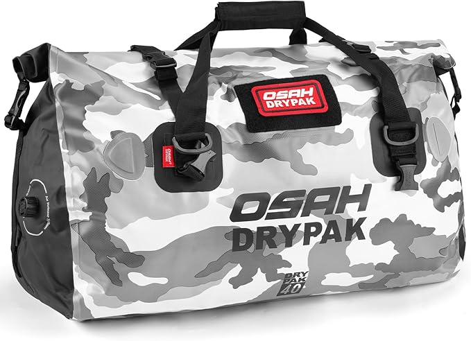 Waterproof Duffel Bag - Motorcycle Dry Bag Tail Bag with Large Storage Space, Waterproof Luggage Duffle Bags with Outer Mesh Zipper Pocket for Camping, Kayaking, Fishing & Traveling