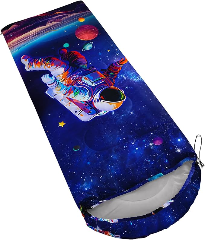 Axolotl Gamepad Sleeping Bag,3 Season Warm and Cool Weather Game Console Sleeping Bag for Boys Teens,Waterproof Lightweight Geometry Hexagonal Sleeping Bag for Traveling,Outdoors Camping,Blue,Black