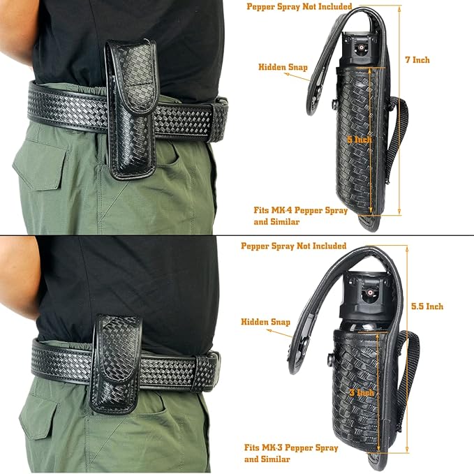 Molded OC/Mace Spray Pouch for Duty Belt,OC/Mace Spray Holder Pouch with Hidden Snap,Top Flap Police Duty OC Pepper Spray Holder MK3 or MK4
