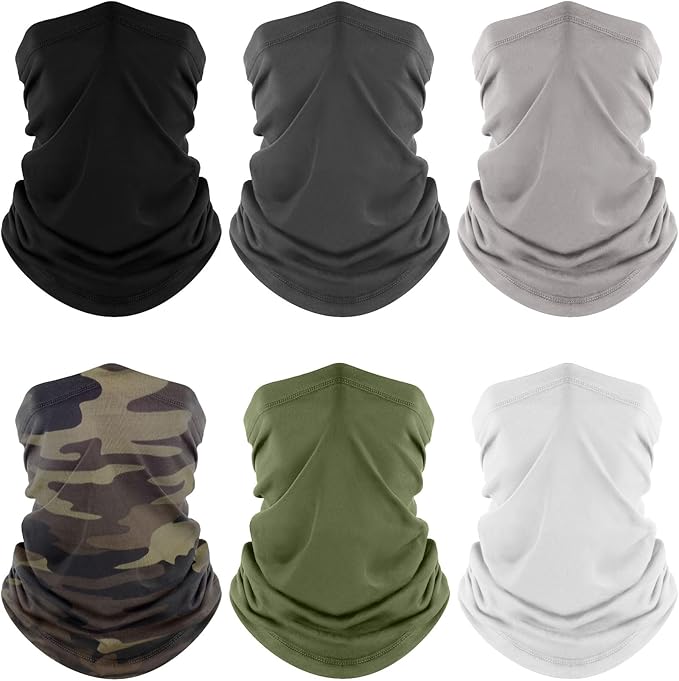 Fuinloth Neck Gaiter, 6 Pack Cooling UV Protection Bandana Buff Face Mask Gator Scarf for Men Women