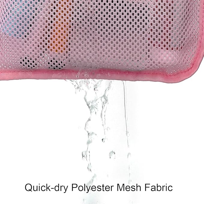 Hanging Mesh Shower Caddy for Bathroom - Quick Drying Portable Shower Organizer with Multiple Pockets for Soap,Shampoo and Cruise Ship Essentials Saving Bathroom Storage,Pink,1 Pack