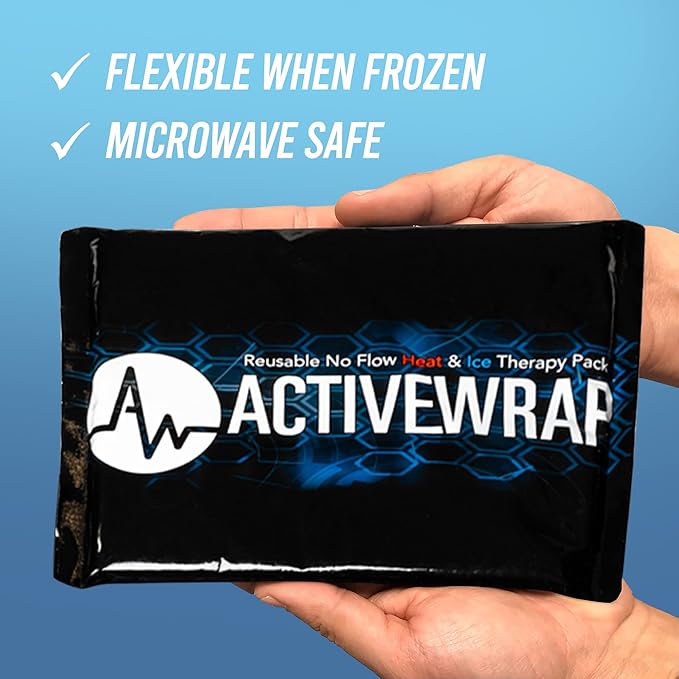 ActiveWrap - Ice Pack for Injuries Reusable Gel Packs, Hot Cold Packs First Aid, Pain Management, Injury Recovery, Ice Compress with Individual Pack Covers, Elbow, Medium, 6 x 9 inches