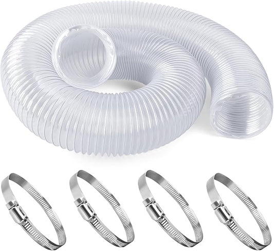 2.5" x 10' Heavy PVC Dust Collection Hose, Flexible Clear Debris and Fume Collection Hose with Stainless Steel Hose Clamps for Dust Collectors with 2 1/2" Ports great for Shop Vacuums