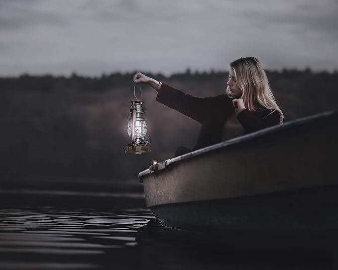 YAKii LED Vintage Lantern Metal Hanging Hurricane 12 LED Dimmer Switch Cold White Battery Operated Power Outage Indoor Camping Lighting Outdoor Brooklyn (Black 2 Pack)