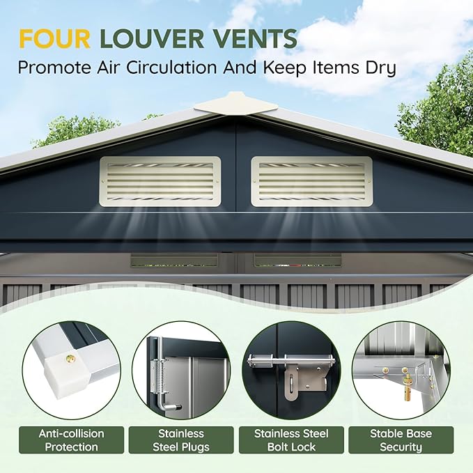 Breezz 5x3FT Vertical Outdoor Steel Storage Shed,Lockable Doors, Compact Metal Tool Shed for Garden, Backyard, Patio, Utility, and Bike Storage,Nightblue