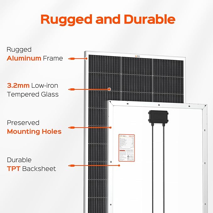 RICH SOLAR 300 Watt 12 Volt 18BB Cell Monocrystalline Solar Panel 2 Pack of 150W High Efficiency Solar Module Charge Battery for RV Marine Boat Off Grid (150W 2-Pack)