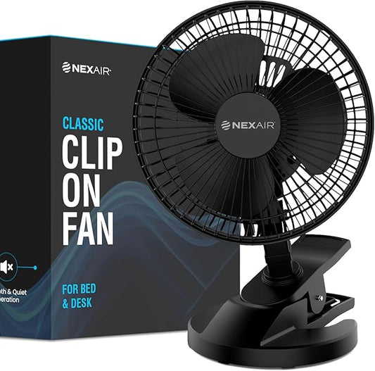6-Inch Portable Desk or Clip-on Fan with Two Quiet Speeds - Small Personal Cooling Fan for Desk, Home, Bedroom and Office, 180° Adjustable Tilt up- down 360° Rotation, Strong wide Clamp Grip