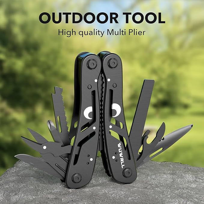 26-in-1 Multitool，Professional Stainless Steel Multi Tools ，Multitool Pliers Pliers Pocket Knife with Heavy Duty Screwdriver Sleeve, Replaceable Bits Multitools for Outdoor, (black)