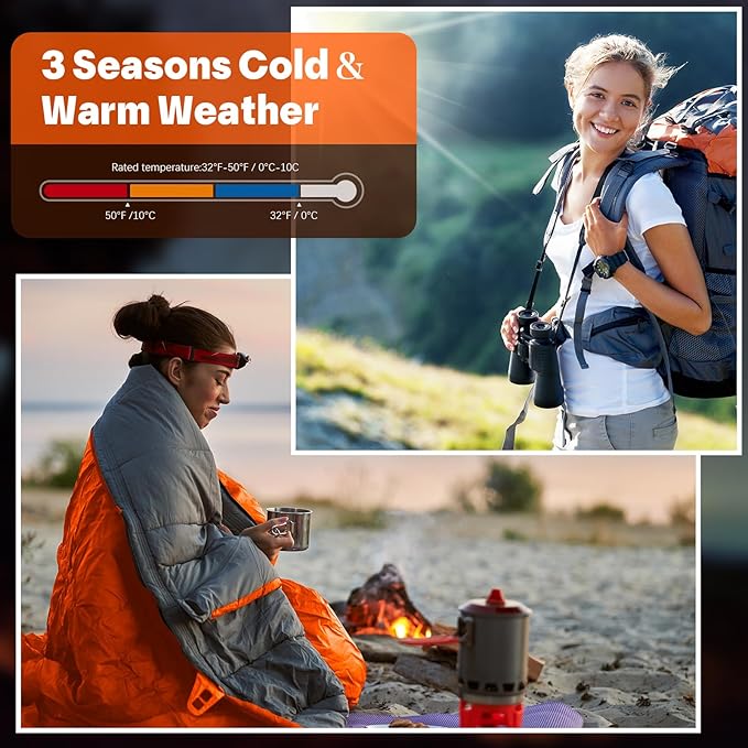 10 Pcs 0 Degree Camping Sleeping Bags Bulk for Adults Cold Weather Sleeping Bags 4 Season Warm Waterproof Lightweight with Compression Sack for Backpacking Hiking Travel Homeless