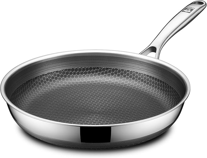 10in Nonstick Frying Pan - Stainless Steel Skillet, Dishwasher & Oven Safe, Compatible with Induction & Gas Stoves, Non-Toxic & Easy to Clean