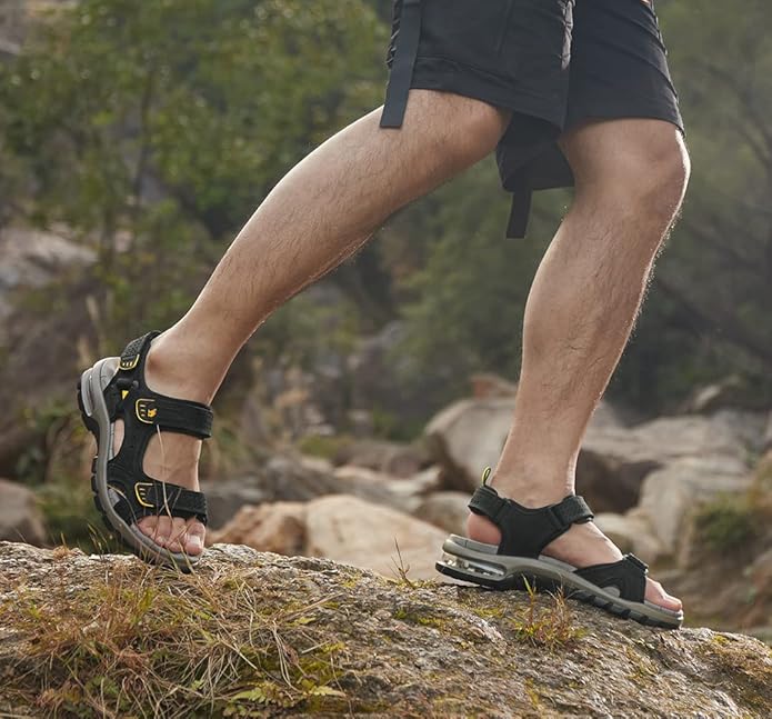 CAMEL CROWN Men's Leather Sandals for Hiking Walking Beach Treads Water Athletic Outdoor with Premium Air Cushion | Waterproof