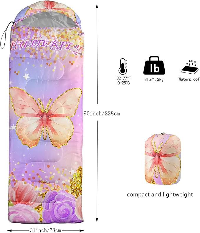 HOSIMA Dear Hunting Pattern Cold Weather Sleeping Bags for Adults,Black Light Weight Sleeping Bags for Kids Adults,WaterProof Sleeping Bags for Outdoors Hiking.