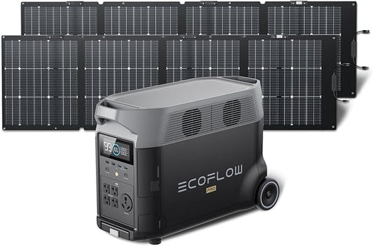 EF ECOFLOW Solar Generator 120V/3.6kWh DELTA Pro with 2x220W Portable Solar Panel, 23% High-Efficiency, 5 AC Outlets, 3600W Portable Power Station for Home Use Emergency Blackout Camping RV