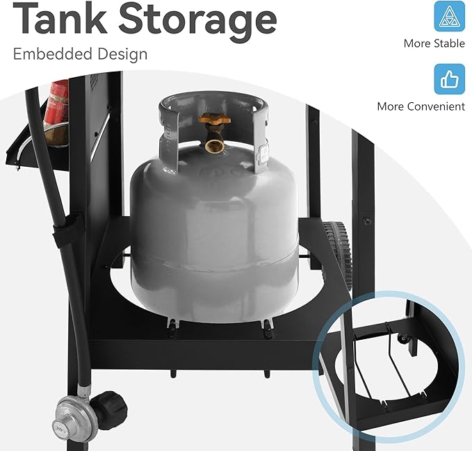 GREEN PARTY 2 Burner Griddle Grill Combo, 2 in 1 Propane Gas BBQ Grill w/Cast Iron Plate, 20,000 BTU Output Small Flat Top Propane Barbecue Grill for Camping, Patio, Backyard, Balcony