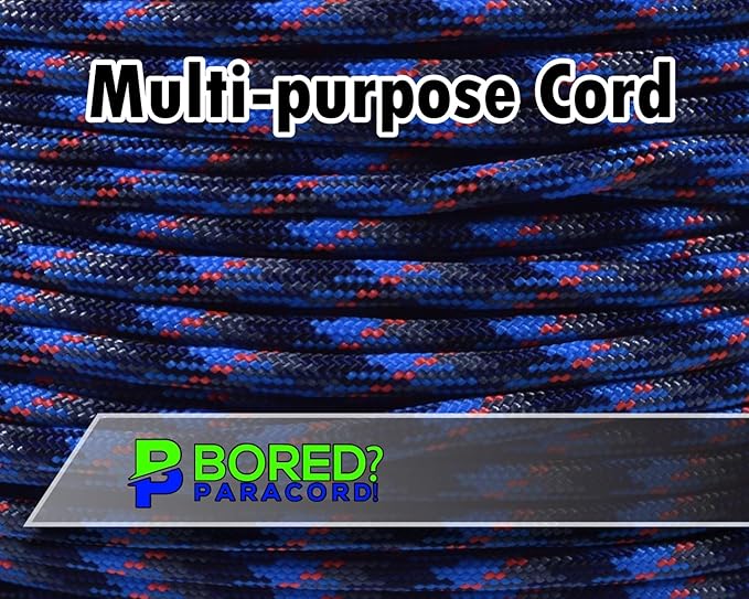 BORED? PARACORD! 550 lb Paracord - Ideal for Crafting, Camping, DIY Projects, Active & Military Outdoors - Strong Survival Rope - Tactical Parachute Cord Type III - Survival Camo 100 Feet