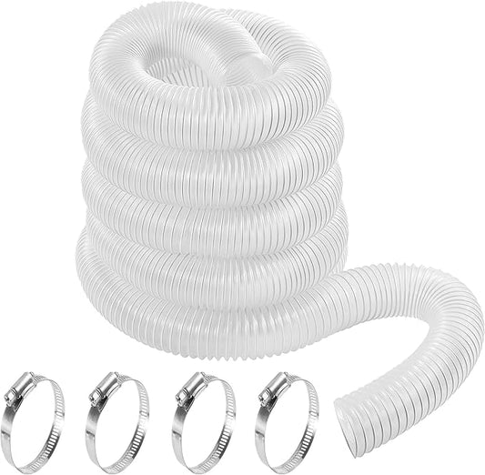 4" x 10' Clear PVC Dust Collection Hose, Puncture Resistant Fume Collection Hose with 4 Pieces Stainless Steel Clamps for Dust Woods Debris