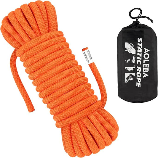 AOLEBA 10.5 mm Static Climbing Rope 10M(32ft) 20M(64ft) 30M(96ft) 50M(160ft) 70M(230ft) Outdoor Rock Climbing Rope, Escape Rope Ice Climbing Equipment Fire Rescue Parachute Rope