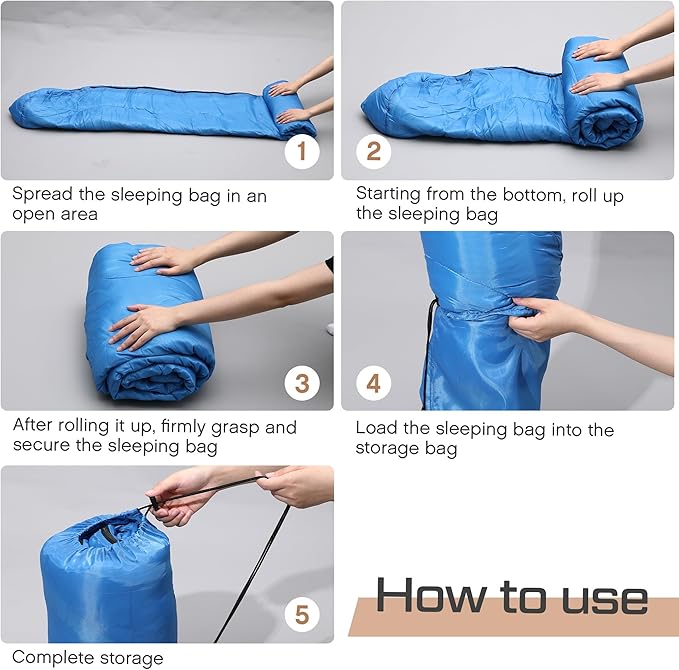 Tranqun 10 Pcs Sleeping Bags for Adults Cotton Liner Cold Warm Weather 4 Seasons Camping Gear Equipment Lightweight Waterproof Backpacking Sleeping Bag for Hiking Outdoor Travel