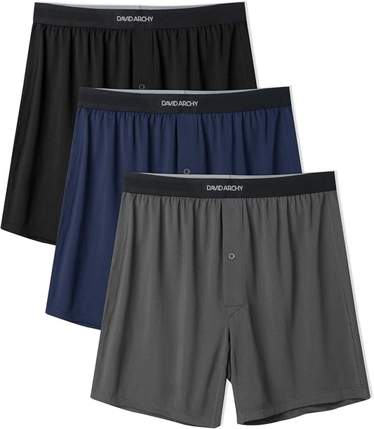 DAVID ARCHY Mens Boxer Shorts Underwear Quick Dry Breathable Mens Boxers Moisture Wicking Boxers for Men 3 or 5 Pack