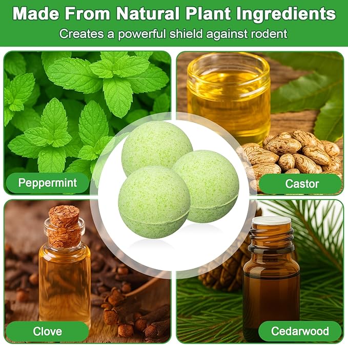 28 Pack Mouse Rodent Repellent & Pest Defense - Fresh Mint Scented Deterrent for Indoor/Outdoor Use - Safe Around Kids & Pets