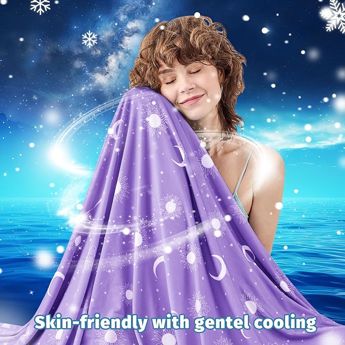 inhand Cooling Blanket Queen Size (90"x90") - Cooled Blankets for Hot Sleepers Lightweight Breathable Summer Blanket for Sleeping Night Sweats to Keep Cool in The Heat -Fantasy Purple