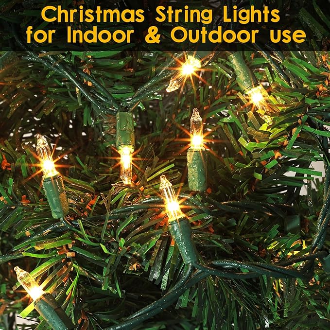 21ft White Christmas String Lights Indoor，Warm White 100 Count String Lights Plug in, Mini Xmas Lights Outdoor Clear White Christmas Tree Lights- String White Lights for Bedroom