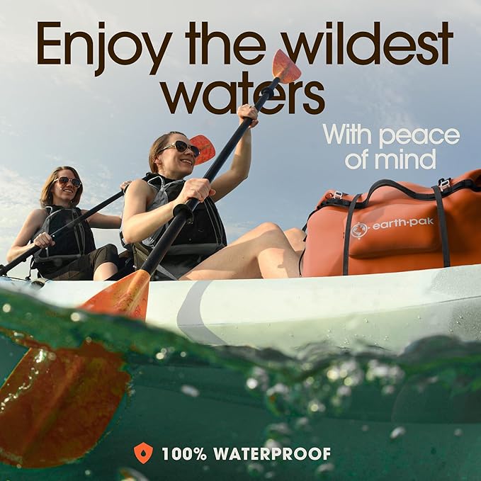 Earth Pak Waterproof Duffel Bag - Large Dry Bag, 1680D TPU, Heavy Duty, Camping & Marine Dry Bag, 8x8 Popout Pocket