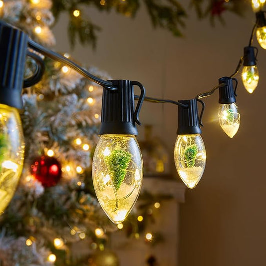 C9 LED Christmas Lights Outdoor, 25 Ft C9 String Lights with 20 Shatterproof LED Bulbs, 3 Light Mode, Connectable Waterproof Christmas Tree Lights for Outside Indoor Holiday Garden Decor, Warm White