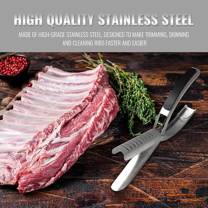 Rib Prep Tool Pro, BBQ Rib Skinner, Stainless Steel Rib Membrane Remover Tool, Ergonomic Design for Effortless BBQ Rib Preparation ﻿ (2pc)