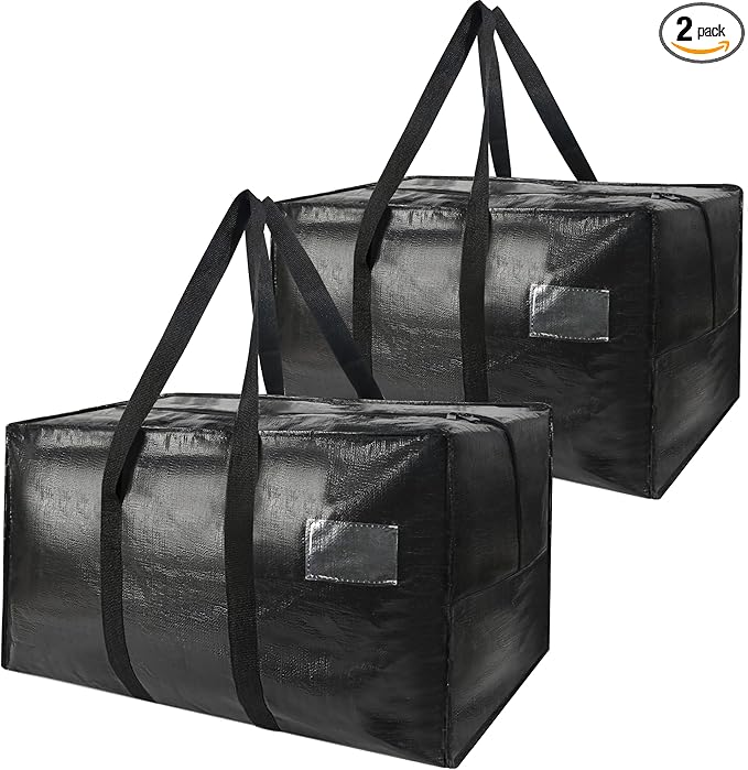Heavy Duty Extra Large Moving Bags,69 Gallon Jumbo Packing Bags,Huge Moving Storage Bags with Strong Zippers & Carrying Handles,Reusable Big Moving Storage Bags for College Dorm Travel 2Pack