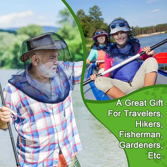 HESTYA 4 Pack Mosquito Head Net Face Mesh Protecting Net for Outdoor Hiking Camping Climbing Mosquito Fly Insects Preventing(Blue)