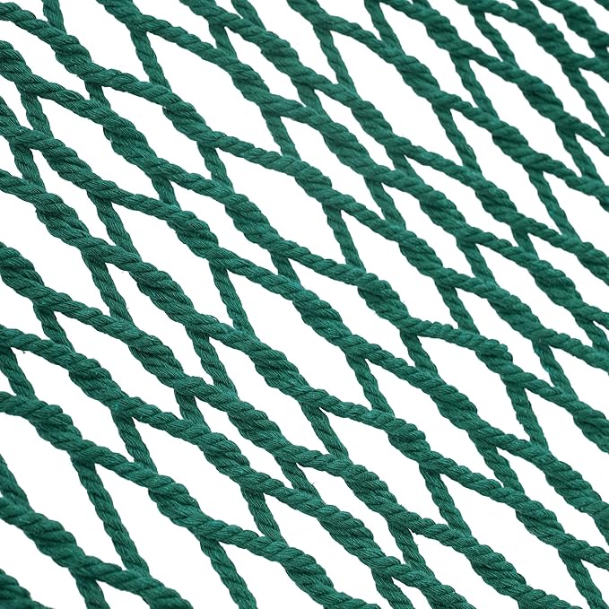 Lazy Daze Hammocks 12FT Double Rope Hammocks, 2 Person Hand Woven Cotton Hammock with Spreader Bar for Outdoor, Indoor, Patio, Poolside, FIT 13-15 Foot Stand, Max 450 Lbs, Green, 141 x 57 inches