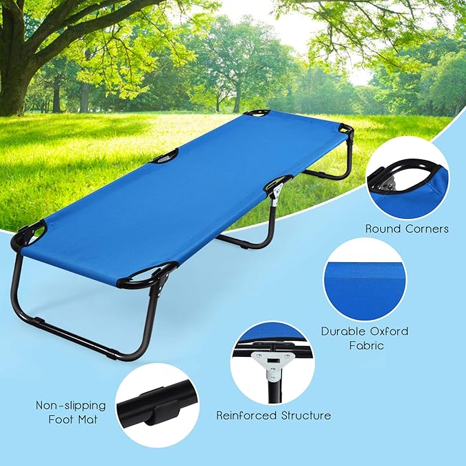 GYMAX Folding Camping Cot, Portable Ultralight Compact Sleeping Cot Bed for Adults with Oxford Fabric, for Outdoor Travel Backpacking Hiking Patio Home Office, 330LBS