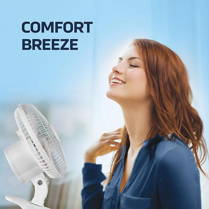 6-Inch Clip on Fan, 360 Degree Rotation, Two Speed Portable Clip Fan With Strong Clamp Grip, Quiet Operating Desk Fan Plug-in AC Made Of Durable Material, Great For Bedroom, Office, Living Room