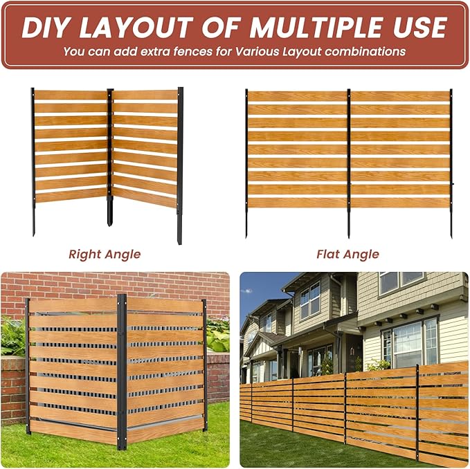 LILYPELLE 36in W x 44in H Air Conditioner Fence, 2 Panels Outdoor Privacy Fence Screen with Metal Stakes, Outside Decorative Fences Trash Can Pool Equipment Enclosure Panels