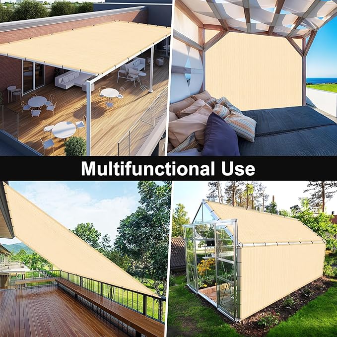 Artpuch 90% Sun Shade Cloth, 6 x 6 FT Pergola Shade Cover Canopy with Grommets, Sun Screen Fabric Tarp for Patio, Outdoor, Garden, Backyard, Wheat