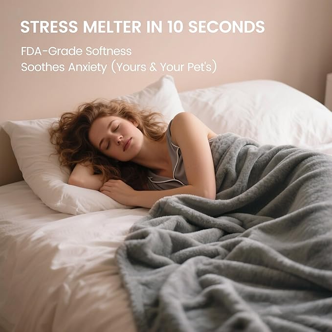 gogobunny Waterproof Bed Blanket, Reversible Sherpa Fleece Throw Blanket for Dog Puppy Cat, Furniture Cover Protects Bed Couch Sofa from Liquid Pee and Pet Fur (Grey, 90x108 inches)