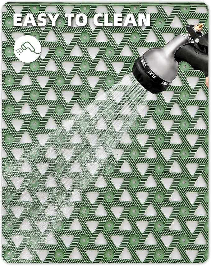 Color&Geometry Door Mat Outside Entrance with Drainage, Rubber Heavy Duty Dirt Trapper Waterproof Outdoor Welcome Mat, Outdoor Mats All Weather for Front Back Door Patio Entryway Entry, 24"X36" Green