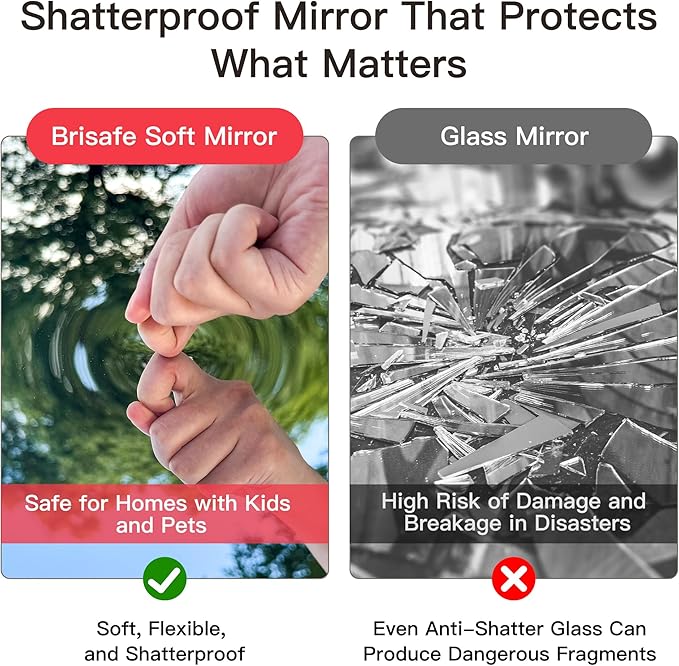 brisafe Home Gym Mirror 360° Swivel on Wheels, 75" X 32" Nano Film Super Lightweight Unbreakable Full Length Mirror for Yoga, Dance Studio, Silver