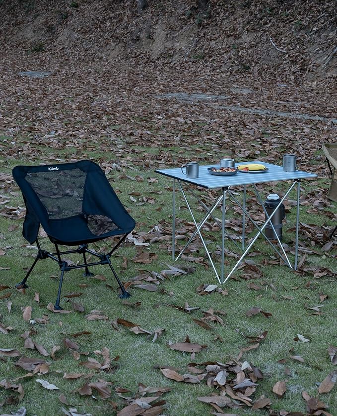 iClimb Ultralight Compact Camping Folding Table with Carry Bag (Reinforced Silver - XL)