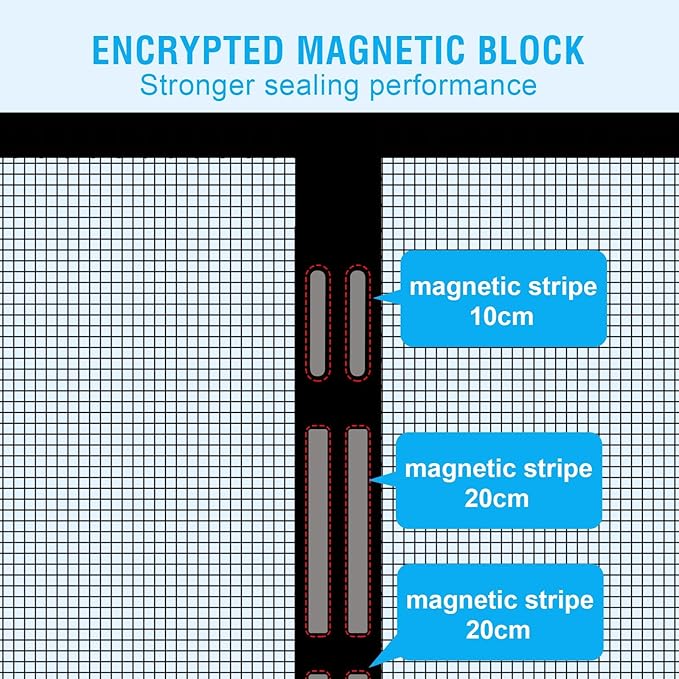 Fiberglass Magnetic Screen Door for 36''x96'' Doors, Screen Size 38"x97" Self-Sealing with Strong Magnets,Anti-Tearing Reinforced Fiberglass Mesh–Keeps Bugs Out–Perfect for Front,Sliding Doors