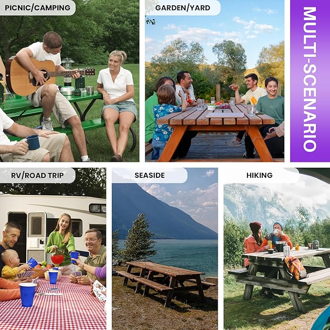 72x30 Picnic Table Cover with Bench Covers Reusable Polyester Camping Tablecloths for Outdoors Camp Trailer Stuff Traveling Road Trip Necessities Retirement Boho Summer Fall Party Decorations