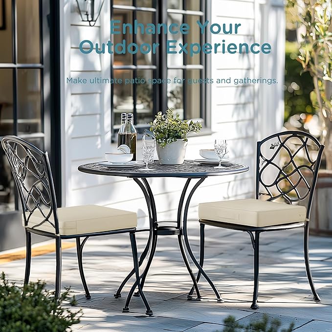 Codi Outdoor Seat Cushions for Patio Furniture 22x22 Inch, Waterproof Chair Cushion with Handles & Adjustable Straps, Fade Resistant - Set of 2, Beige