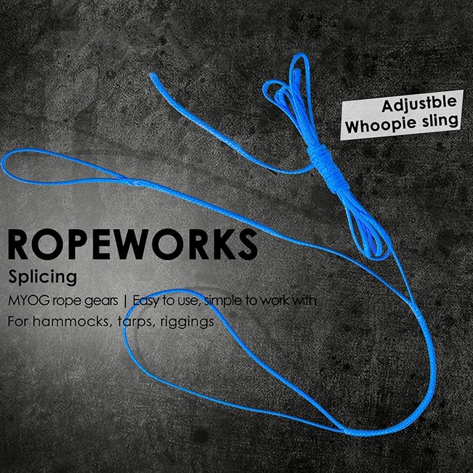 emma kites Hollow UHMWPE Braided Cord 1.3mm, 1.6mm, 2mm Spliceable for Tent Guyline Tarp Hammock Ridgeline Whoopie Sling Bear Bagging for Camping Backpacking