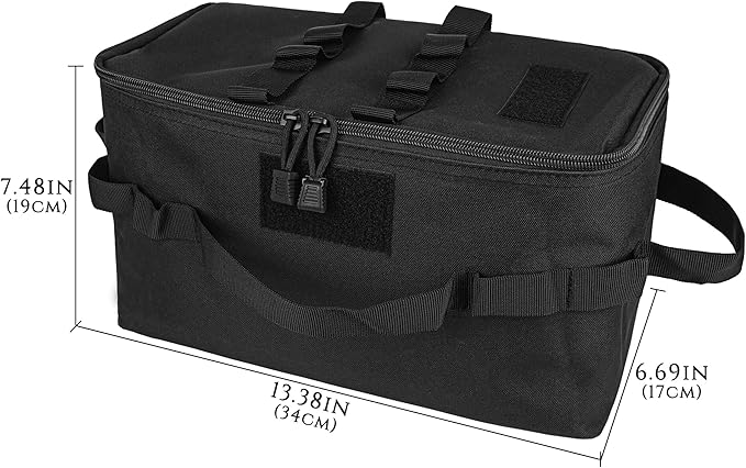 Camping Storage Bags, Utility Tote Bag for Campings Cookware Organizer, Trunk Organizer with Shoulder Strap,Outdoor Garden Tool Bag for Camping, Travel, Picnic, Garage Trunk (Black)