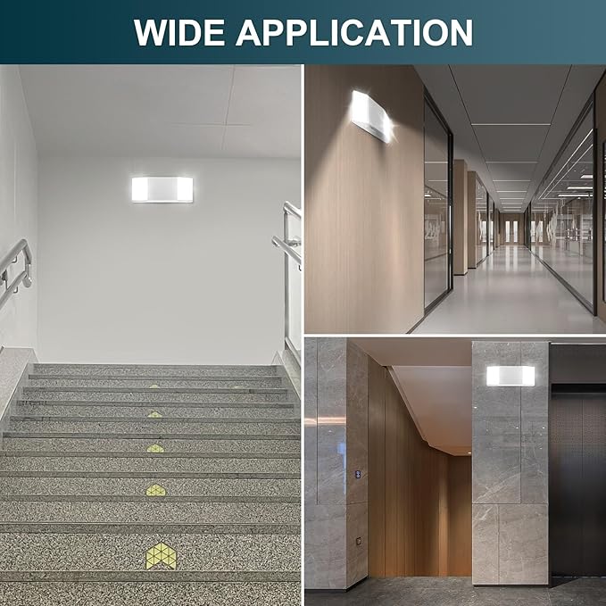 6 Pack LED Emergency Lights with Battery Backup, Two Square Heads Commercial Emergency Light, UL Listed for Damp Location,AC 120/277V, Hardwired Emergency Lights for Business