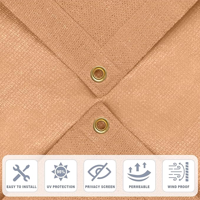 Cool Area Sun Shade Cloth with Grommets 13×21 FT Shade Panel Shade Tarp Screen Fabic for Outdoor Patio Pergola Cover Deck Garden, Peach Fuzz (Customized)
