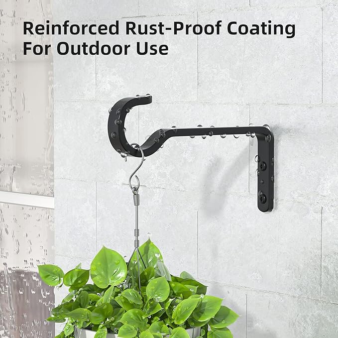 5.7 Inch 2 Pack Heavy Duty Outdoor Plant Hangers for Hanging Baskets, Iron Hanging Plant Brackets for Hanging Plants Outside, Metal Plant Hooks Plant Wall Hooks for Hanging Lantern, Bird Feeder